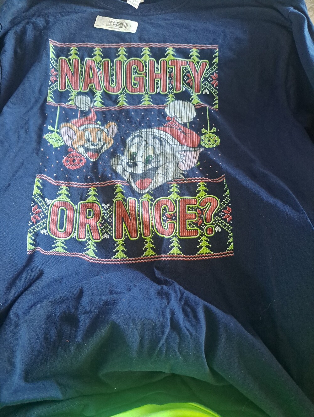 Kohl's Navy Blue "Naughty or Nice?" Holiday Graphic Tee